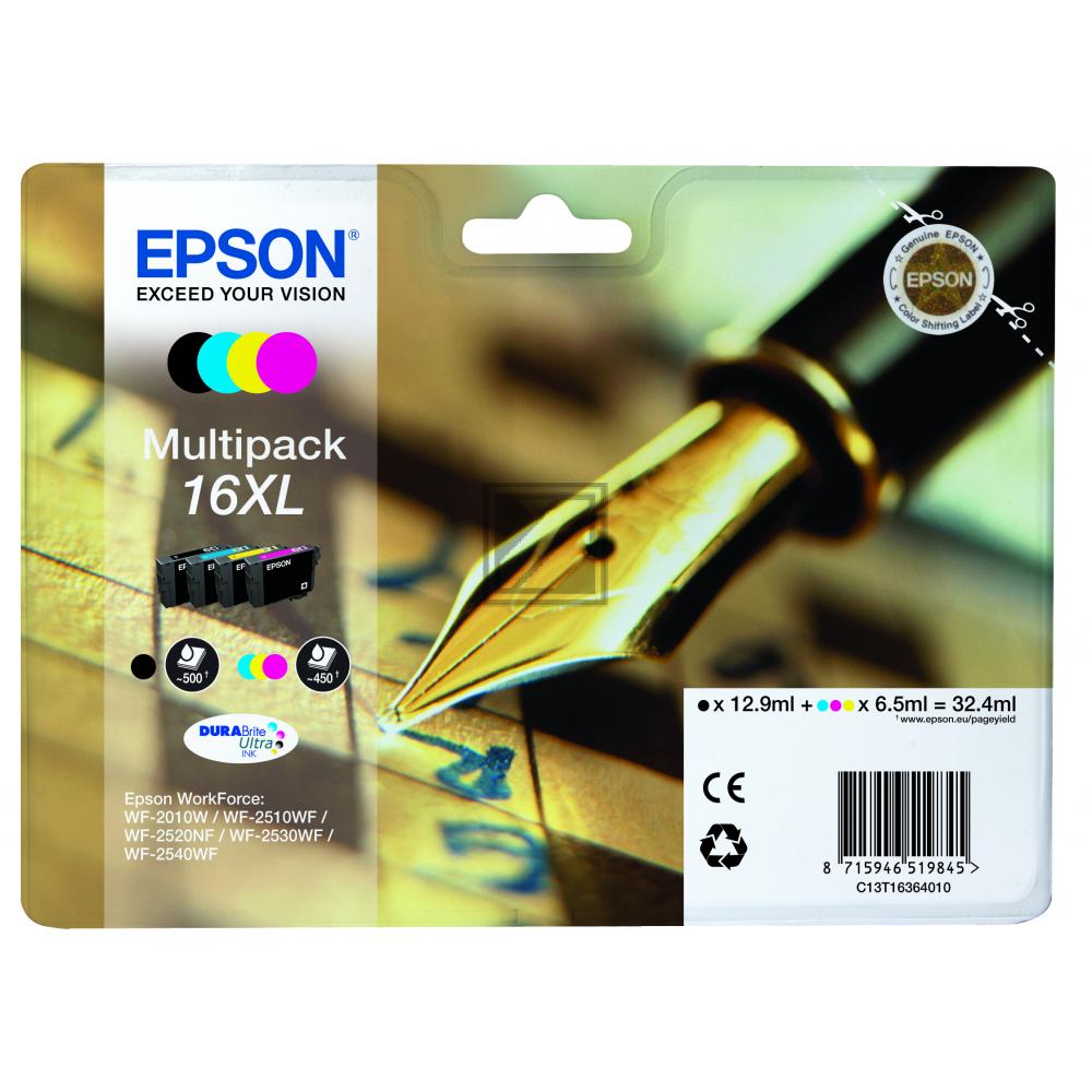 Epson Tintenpatrone gelb, magenta, schwarz, cyan HC (C13T16364010, T1636)