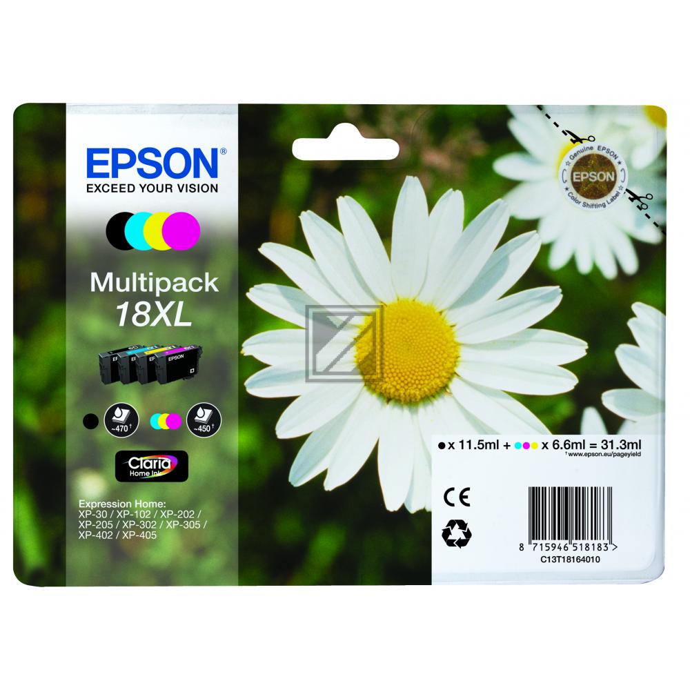 Epson Tintenpatrone gelb, magenta, schwarz, cyan HC (C13T18164010, T1816)