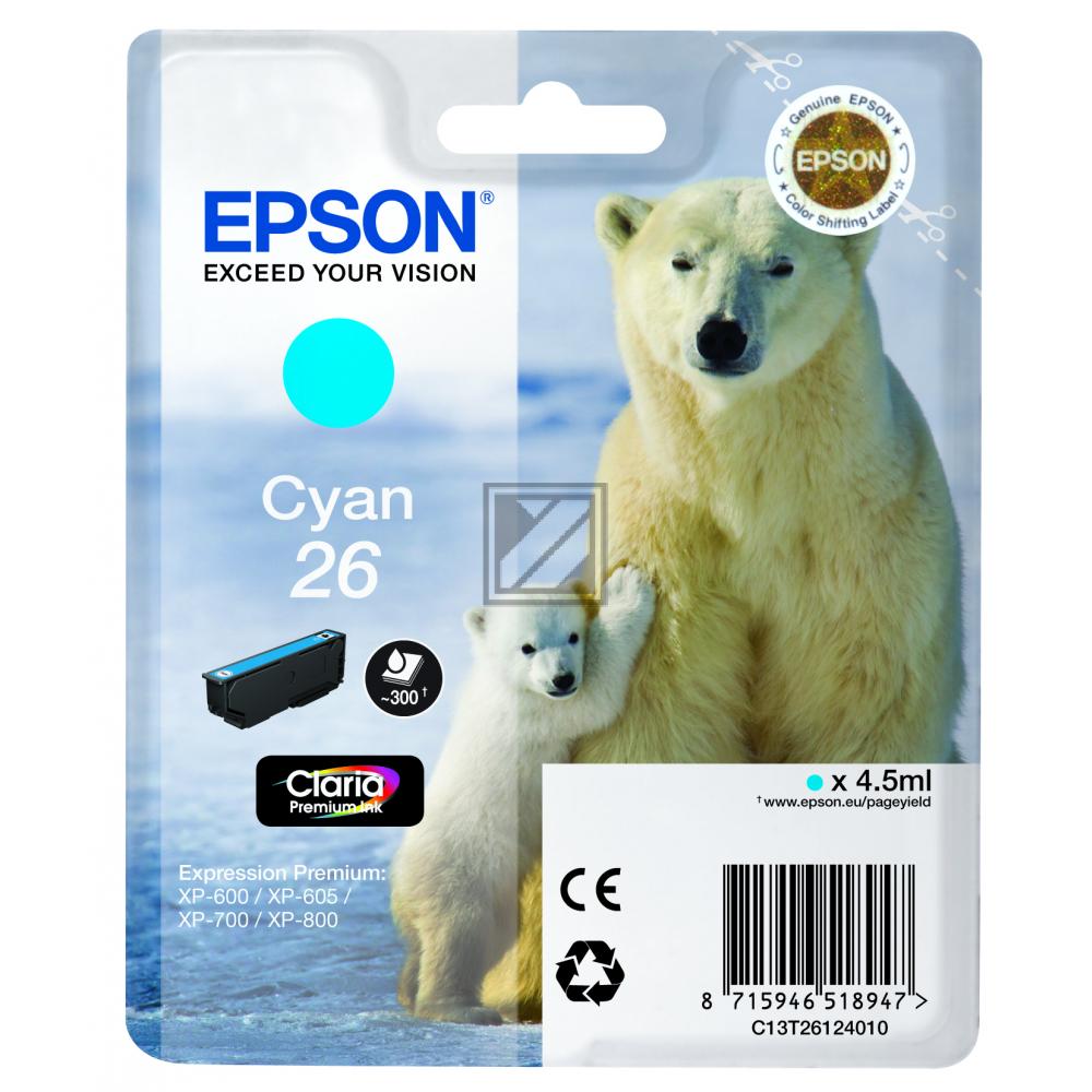 Epson Tintenpatrone cyan SC (C13T26124010, T2612)