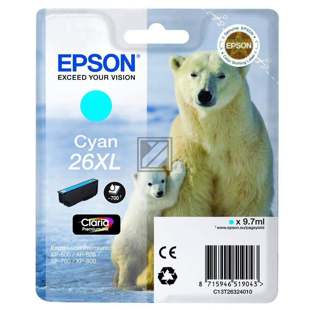 Epson Tintenpatrone cyan HC (C13T26324010, T2632)