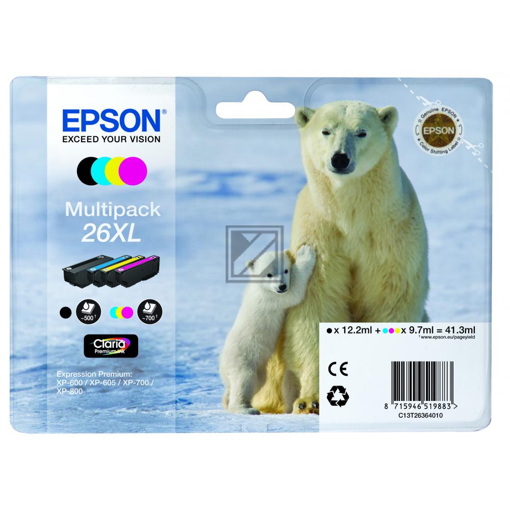 Epson Tintenpatrone gelb, magenta, schwarz, cyan HC (C13T26364010, T2636)