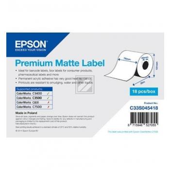 ORIGINAL Epson Etiketten S045418 C33S045418 Normalpapier, matt beschichtet, 76mm x 35m, VE=1