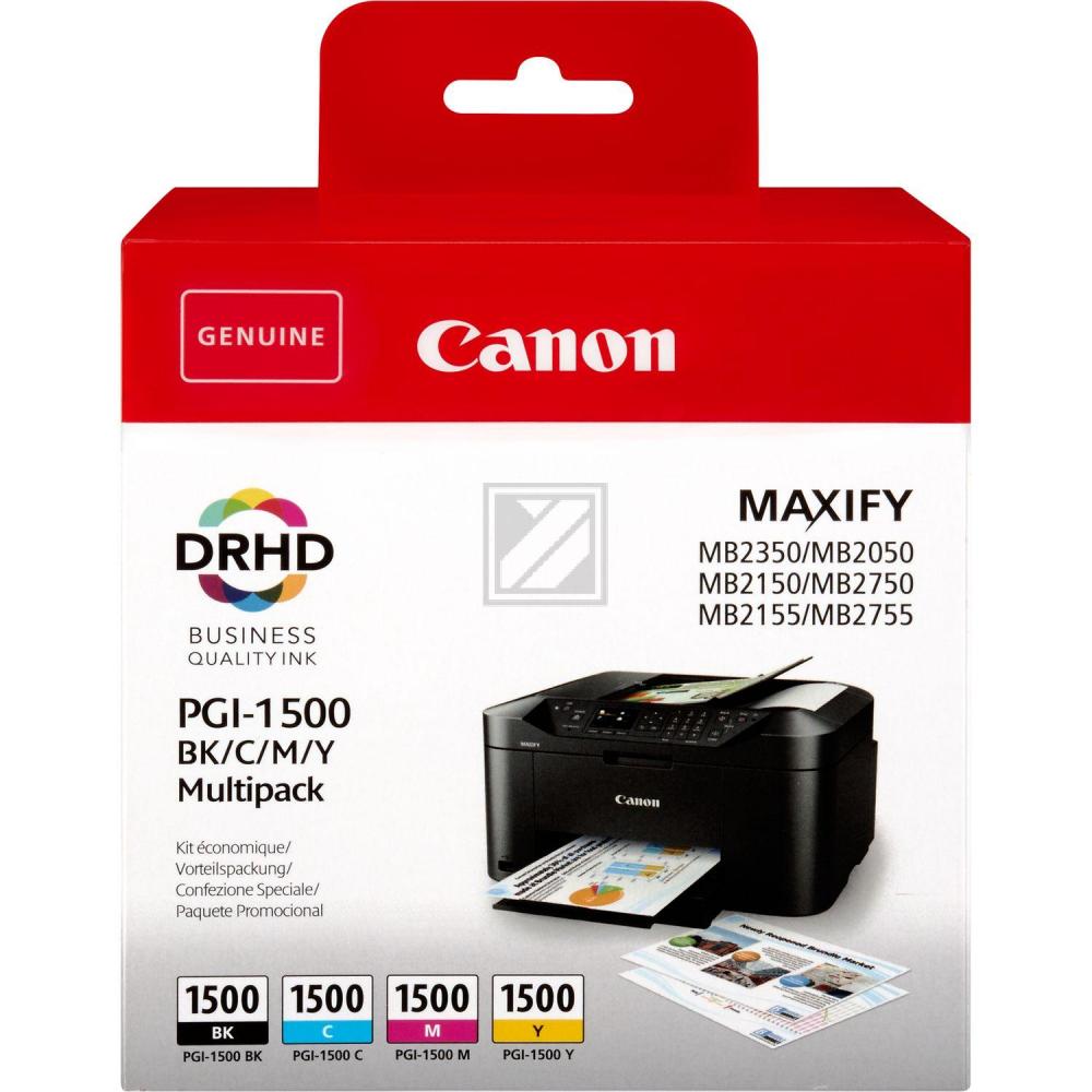 Canon Tintenpatrone Blister gelb, magenta, schwarz, cyan (9218B005, PGI-1500)