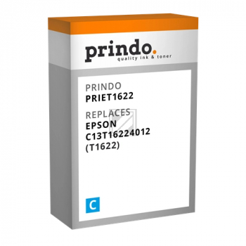 ORIGINAL Prindo Druckerpatrone Cyan PRIET1622 Classic ~165 Seiten 3,1ml Prindo Classic: Die Premium Alternative, volle Funktionsfï¿½higkeit, mit Fï¿½llstandsanzeige - kompatibel mit Epson 16 (C13T16224012)