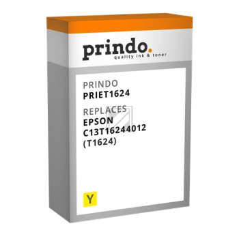 ORIGINAL Prindo Druckerpatrone Gelb PRIET1624 Classic ~165 Seiten 3,1ml Prindo Classic: Die Premium Alternative, volle Funktionsfï¿½higkeit, mit Fï¿½llstandsanzeige - kompatibel mit Epson 16 (C13T16244012)