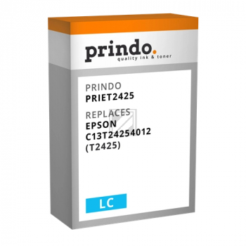 ORIGINAL Prindo Druckerpatrone Cyan (hell) PRIET2425 Classic ~360 Seiten 5,1ml Prindo Classic: Die Premium Alternative, volle Funktionsfï¿½higkeit, mit Fï¿½llstandsanzeige - kompatibel mit Epson 24 (C13T24254012)