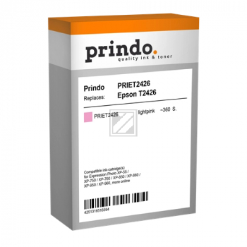 ORIGINAL Prindo Druckerpatrone Magenta (hell) PRIET2426 Classic ~360 Seiten 5,1ml Prindo Classic: Die Premium Alternative, volle Funktionsfï¿½higkeit, mit Fï¿½llstandsanzeige - kompatibel mit Epson 24 (C13T242640