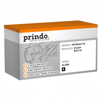 ORIGINAL Prindo Toner Schwarz PRTR842116 Classic ~43000 Seiten Prindo Classic: Die Premium Alternative, volle Funktionsfï¿½higkeit, mit Fï¿½llstandsanzeige - kompatibel mit Ricoh 842116 (841992 / 885098)