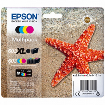 Epson Tintenpatrone gelb, magenta, schwarz, cyan HC (C13T03A94010, 603, 603XL)