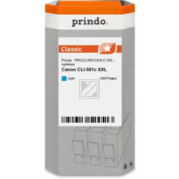 ORIGINAL Prindo Druckerpatrone Cyan PRICCLI581CXXLC Classic XXL ~820 Seiten 11,7ml Prindo Classic: Die Premium Alternative, volle Funktionsf�higkeit, mit F�llstandsanzeige - kompatibel mit Canon CLI-581c XXL ORIGINAL Prindo Druckerpatrone Cyan PRICCLI581CXXLC Classic XXL ~820 Seiten 11,7ml Prindo Classic: Die Premium Alternative, volle Funktionsf�higkeit, mit F�llstandsanzeige - kompatibel mit Canon CLI-581c XXL