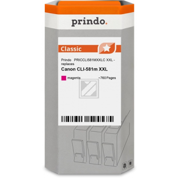 ORIGINAL Prindo Druckerpatrone Magenta PRICCLI581MXXLC Classic XXL ~760 Seiten 11,7ml Prindo Classic: Die Premium Alternative, volle Funktionsfï¿½higkeit, mit Fï¿½llstandsanzeige - kompatibel mit Canon CLI-581m X