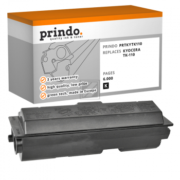 ORIGINAL Prindo Toner Schwarz PRTKYTK110 Basic ~6000 Seiten Prindo BASIC: DIE preiswerte Alternative, Top Qualitï¿½t, ggf. keine Fï¿½llstandsanzeige - kompatibel mit Kyocera TK-110 (1T02FV0DE0)