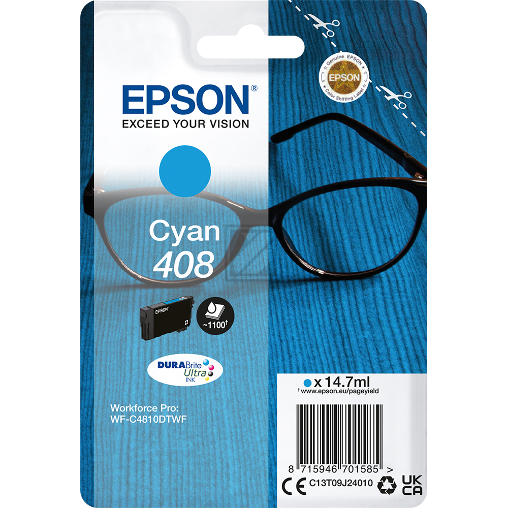 Epson Tintenpatrone cyan (C13T09J24010, 408) Epson Tintenpatrone cyan (C13T09J24010, 408)