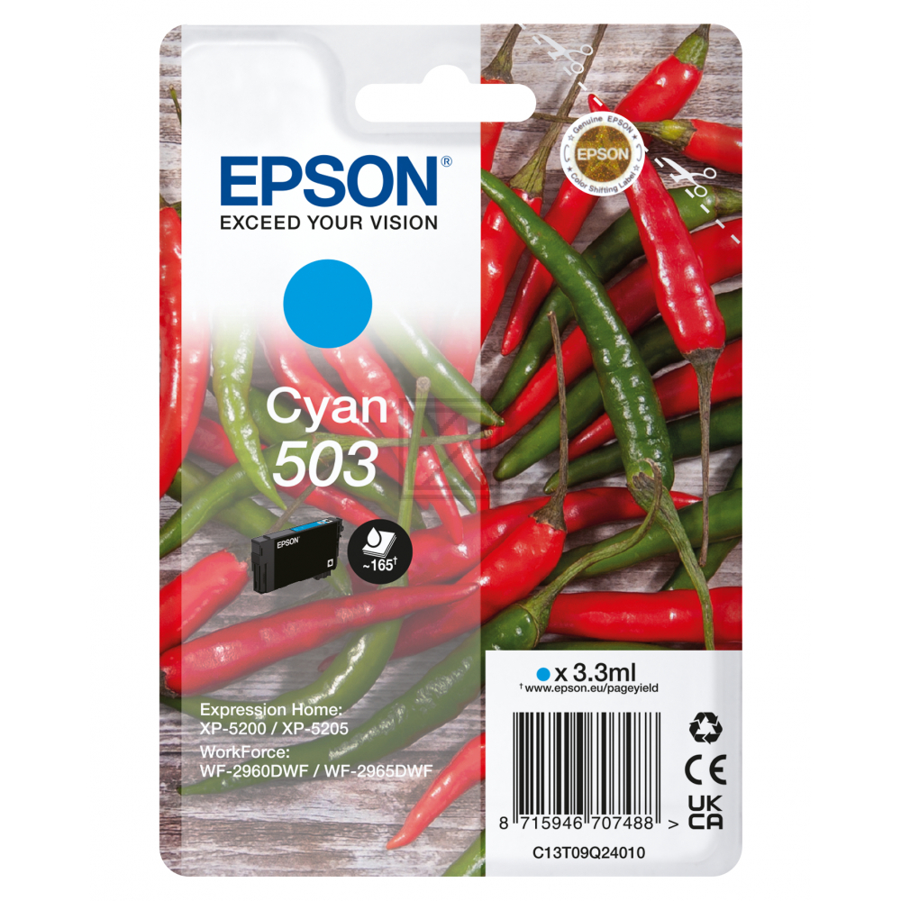 Epson Tintenpatrone cyan SC (C13T09Q24010, 503) Epson Tintenpatrone cyan SC (C13T09Q24010, 503)