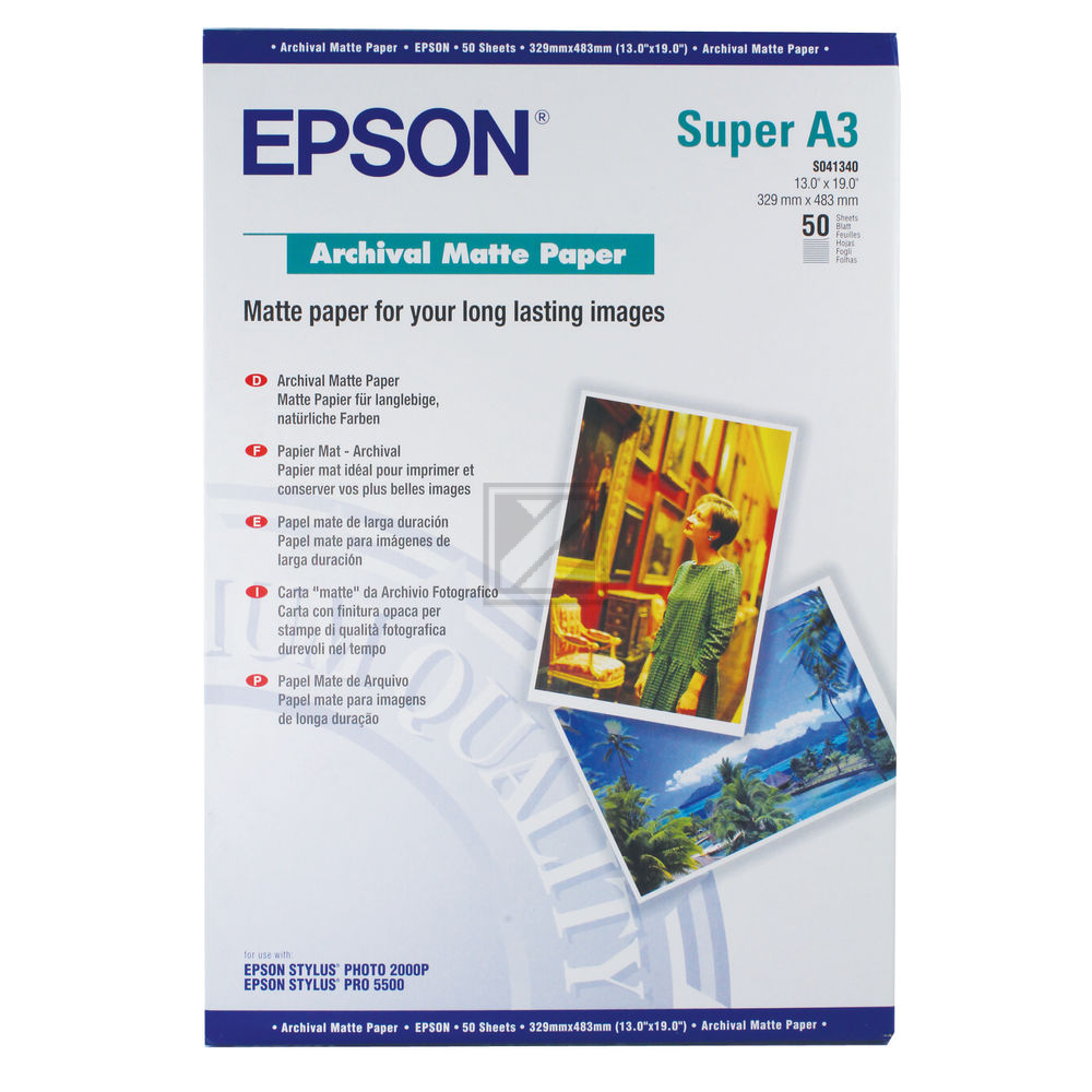 Epson Archival Matte Paper DIN A3+ 10 Seiten wei (C13S041340)