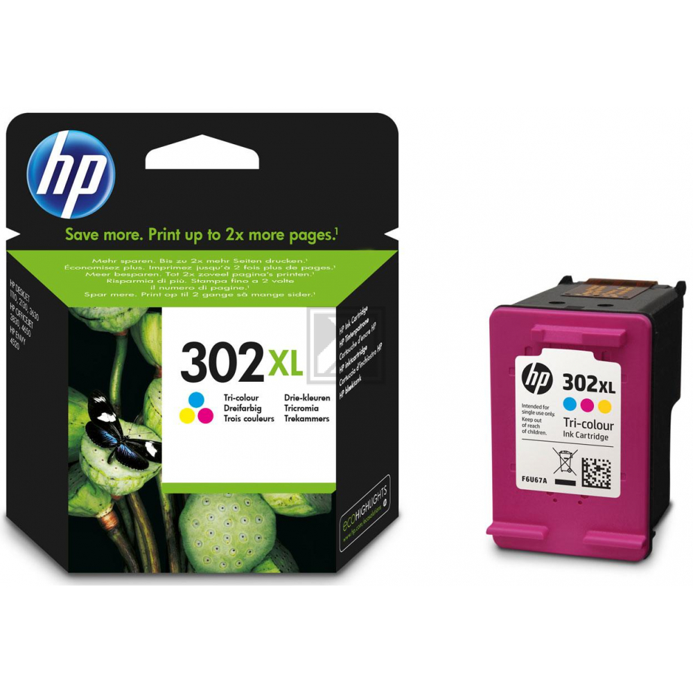 HP Tintendruckkopf cyan/magenta/gelb HC (F6U67AE, 302XL)