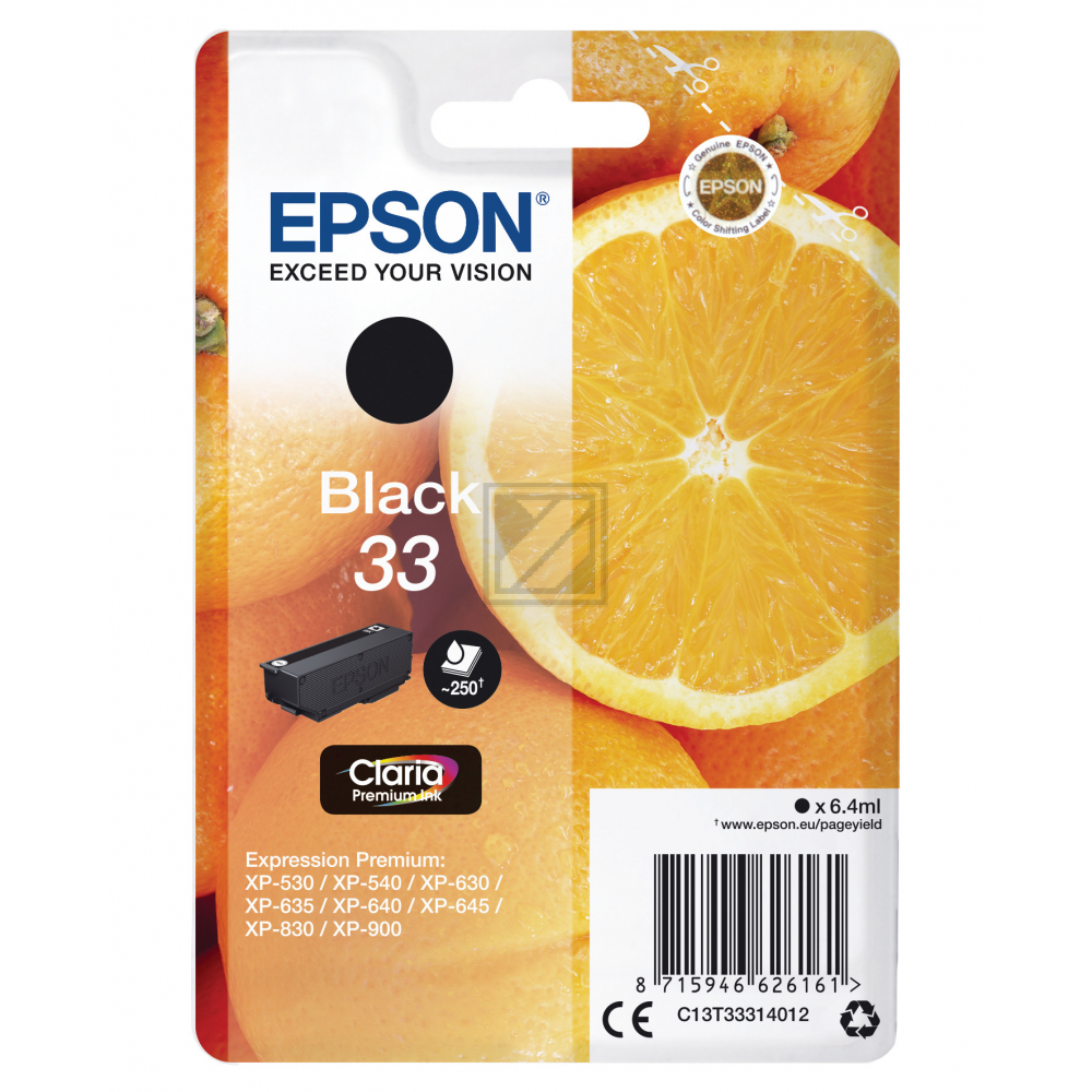 Epson Tintenpatrone schwarz (C13T33314010, T3331)