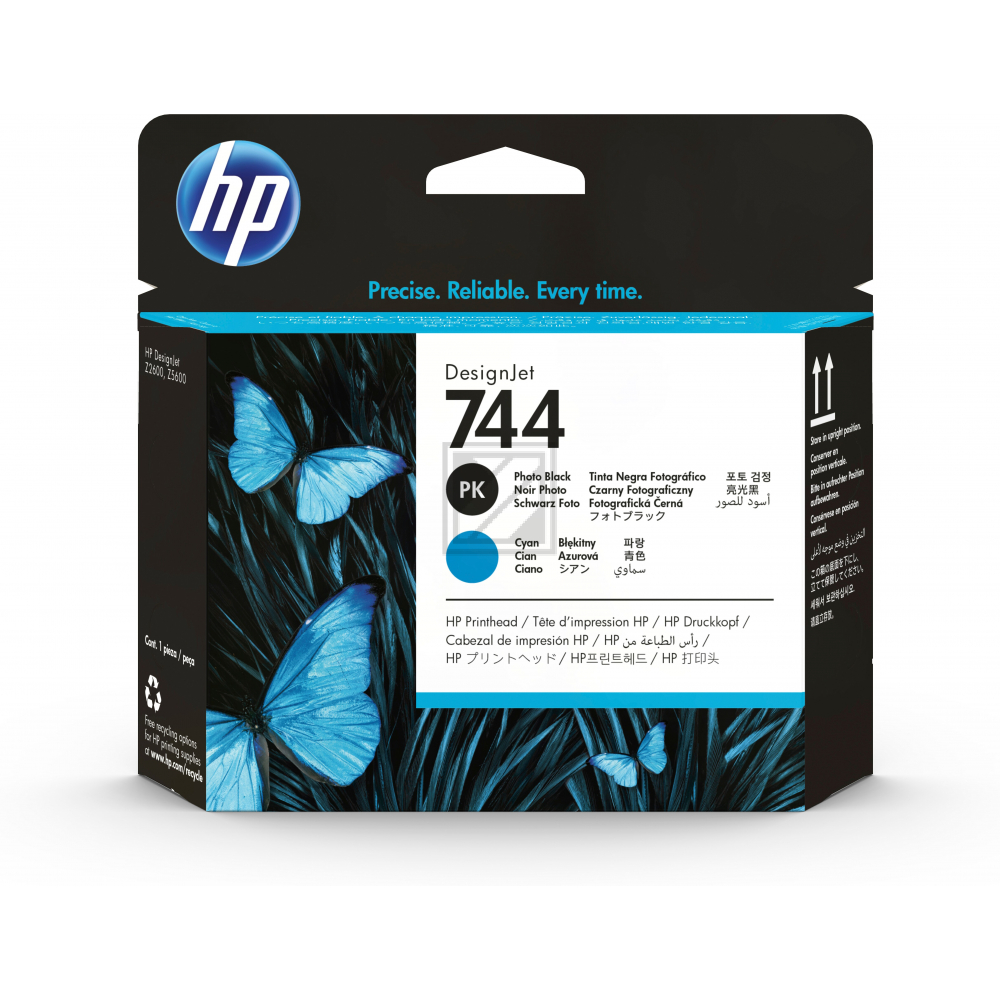 HP Tintendruckkopf schwarz, cyan (F9J86A, 745)