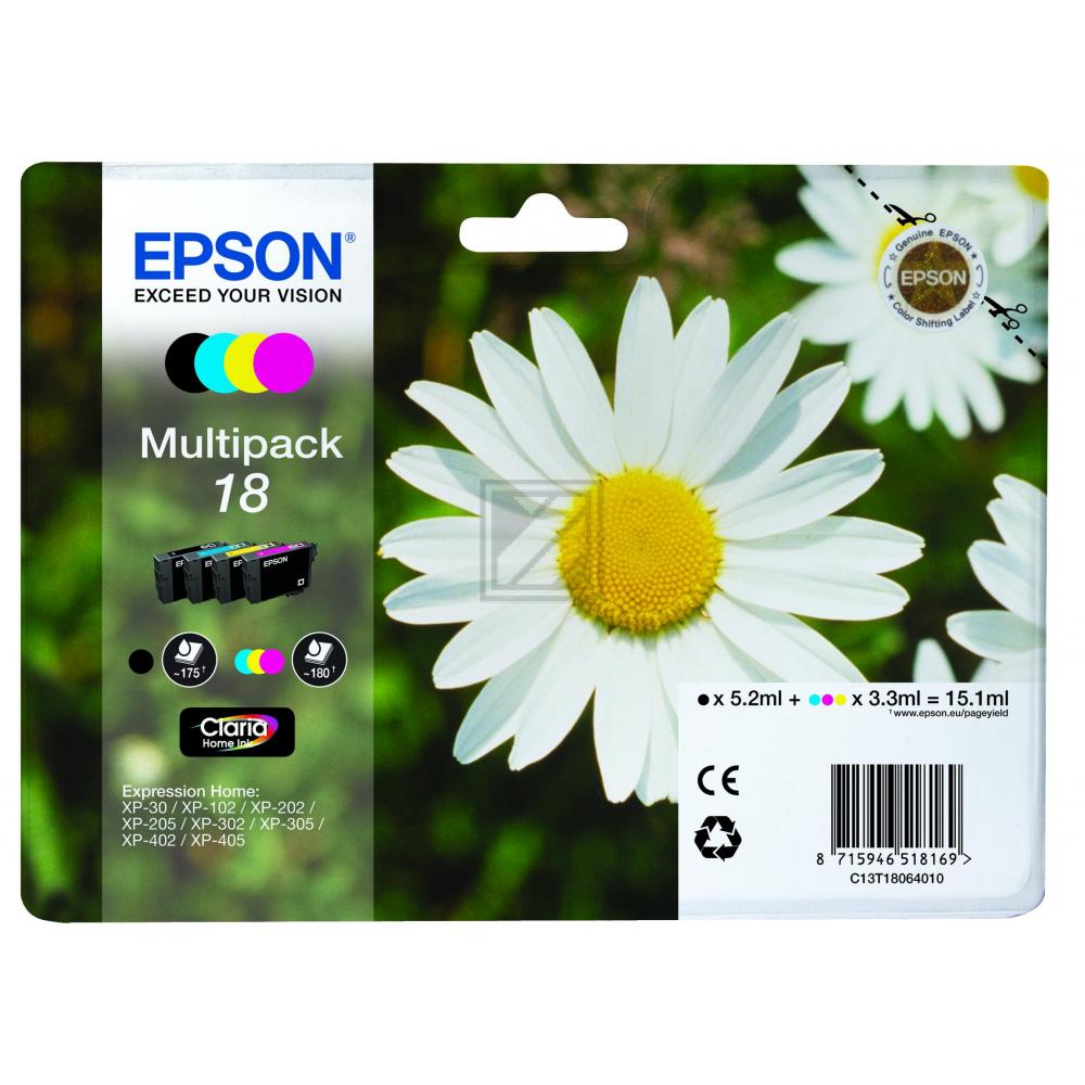 Epson Tintenpatrone gelb, magenta, schwarz, cyan (C13T18064012, T1806)