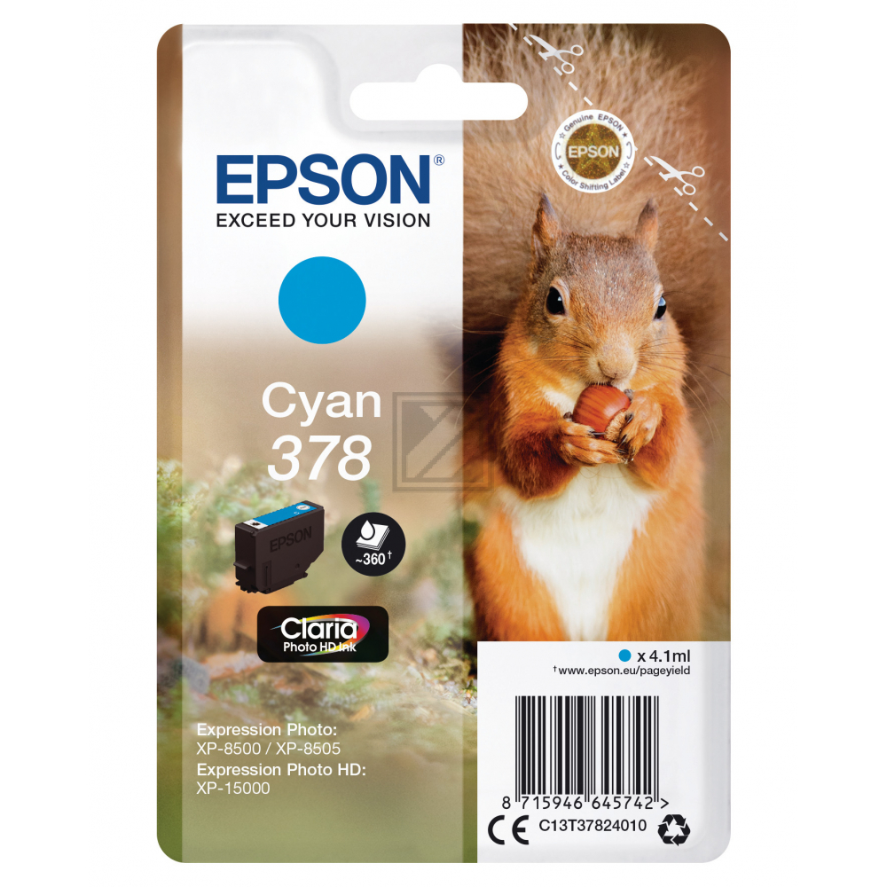 Epson Tintenpatrone cyan (C13T37824010, 378)