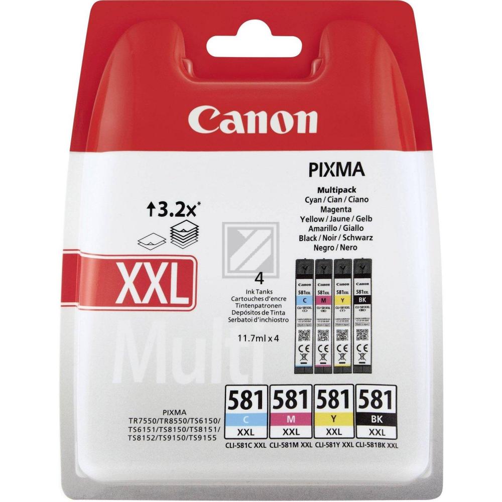 Canon Tintenpatrone gelb, magenta, schwarz, cyan (1998C005, CLI-581BKXXL, CLI-581CXXL, CLI-581MXXL, CLI-581YXXL)