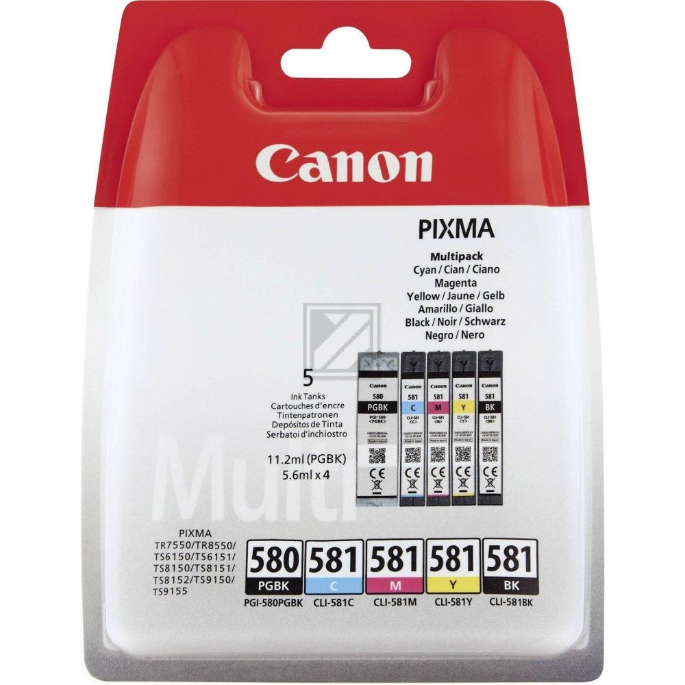 Canon Tintenpatrone gelb, magenta, photo schwarz, schwarz, cyan (2078C005, CLI-581BK, CLI-581C, CLI-581M, CLI-581Y, PGI-580PGBK)