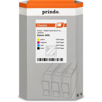 Prindo Tintenpatrone gelb, magenta, schwarz, cyan HC (PRSET3476) ersetzt T3476 Prindo Tintenpatrone gelb, magenta, schwarz, cyan HC (PRSET3476) ersetzt T3476