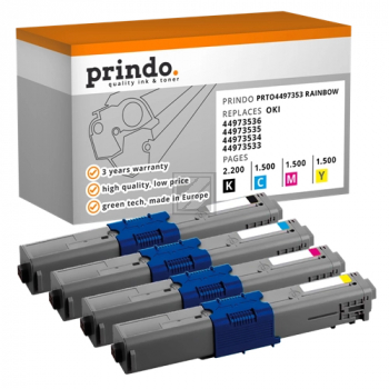 Prindo Toner-Kit gelb, magenta, schwarz, cyan (PRTO4497353 Rainbow) ersetzt 44973536, 44973535, 44973534, 44973533