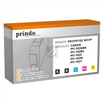 Prindo Tintenpatrone gelb, magenta, photo schwarz, schwarz, cyan (PRICPFI102 MCVP) ersetzt PFI-102MBK, PFI-102C, PFI-102M, PFI-102Y