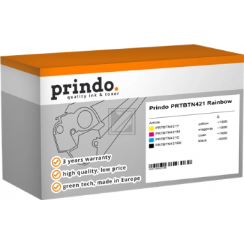 Prindo Toner-Kartusche gelb, magenta, schwarz, cyan (PRTBTN421 Rainbow) ersetzt TN-421BK, TN-421C, TN-421M, TN-421Y