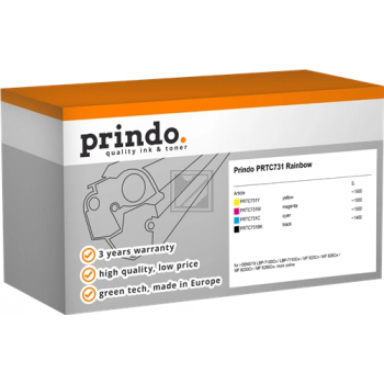 Prindo Toner-Kit gelb, magenta, schwarz, cyan (PRTC731 Rainbow) ersetzt 731Y, 731M, 731C, 731