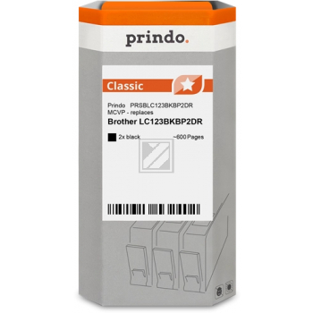 Prindo Tintenpatrone (Classic) 2 x schwarz (PRSBLC123BKBP2DR MCVP) ersetzt LC-123BK