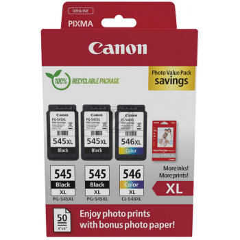 Canon Tintendruckkopf + Papier cyan/magenta/gelb, schwarz HC (8286B015, CL-546XL, PG-545XL)