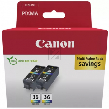 1511B025 CANON CLI36 Pixma Tinte (2) color w/o SEC 2x249Seiten Cardboard