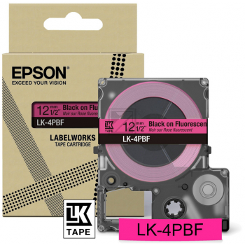 Epson Schriftbandkassette 12mm schwarz/rosa (fluroszierend) (C53S672100, LK-4PBF)