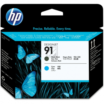 HP Tintendruckkopf schwarz matt/cyan (C9460A, 91)