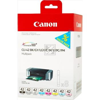 Canon Tintenpatrone gelb, magenta, photo cyan, photo magenta, schwarz, cyan, grau, hellgrau (6384B010, CLI-42BK, CLI-42C, CLI-42GY, CLI-42LGY, CLI-42M, CLI-42PC, CLI-42PM, CLI-42Y)