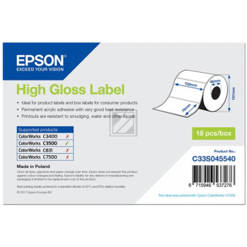 Epson High Gloss Etiketten, gestanzt weiß 18 Stück (C33S045540)