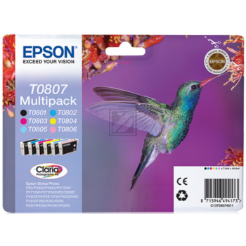 Epson Tintenpatrone gelb, cyan light, magenta light, magenta, schwarz, cyan (C13T08074011, T0807)