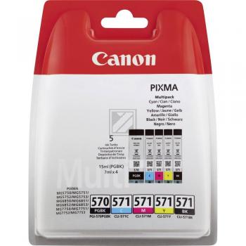Canon Tintenpatrone gelb, magenta, photo schwarz, schwarz, cyan (0372C004, CLI-570PGBK, CLI-571BK, CLI-571C, CLI-571M, CLI-571Y)