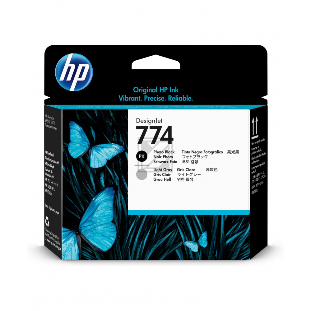 Original HP P2W00A / 774 Tinte Schwarz, Grau hell
