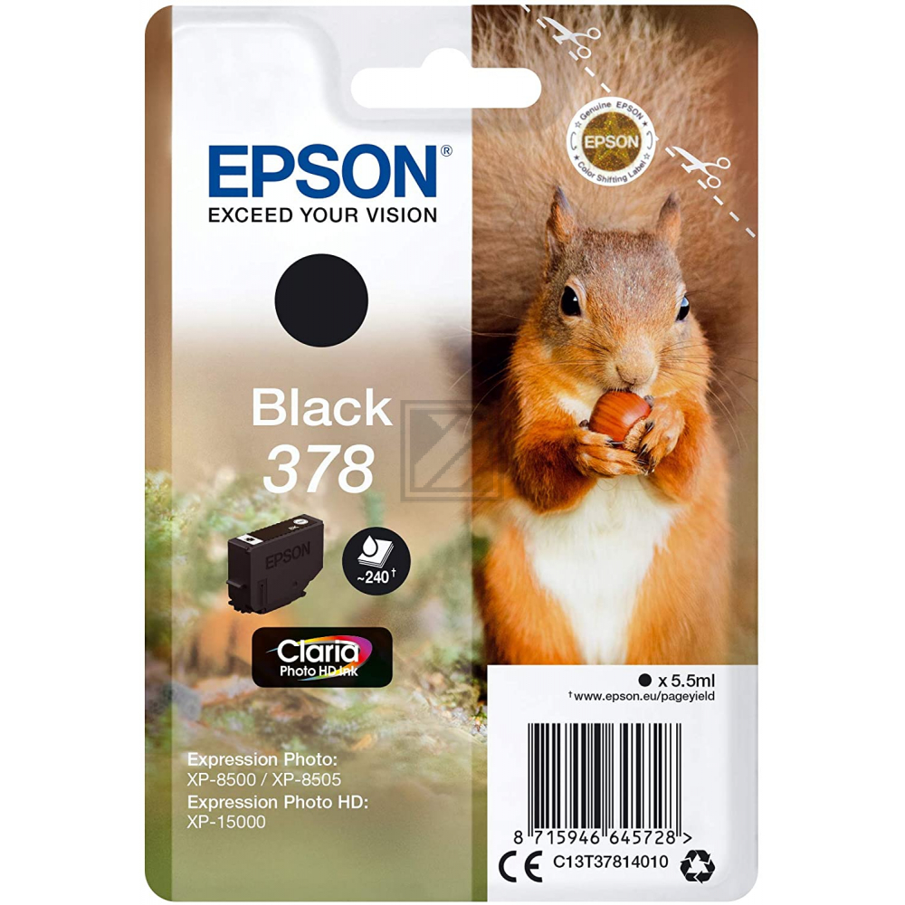 Original Epson C13T37814020 / 378 Tinte Schwarz