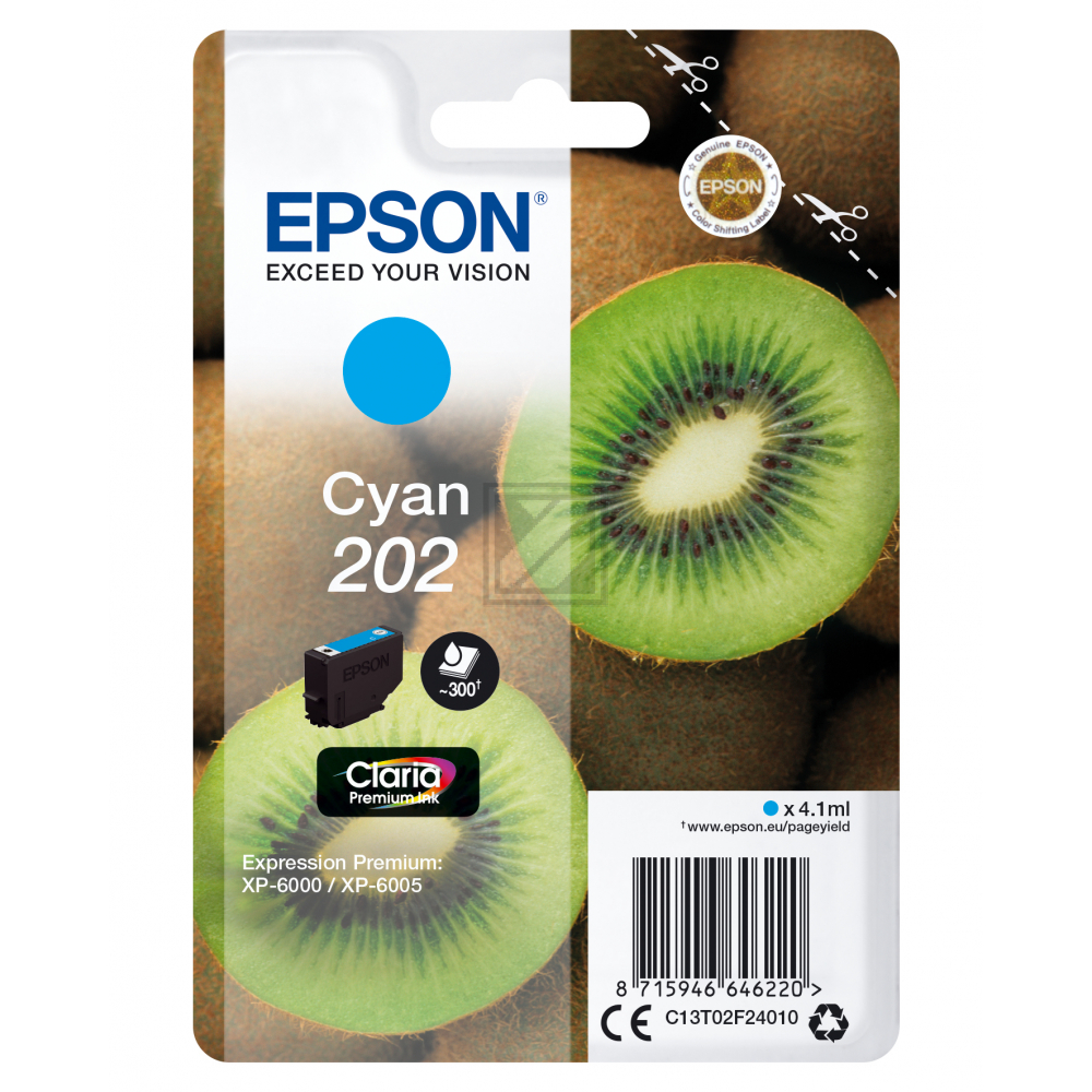 Original Epson C13T02F24020 / 202 Tinte Cyan