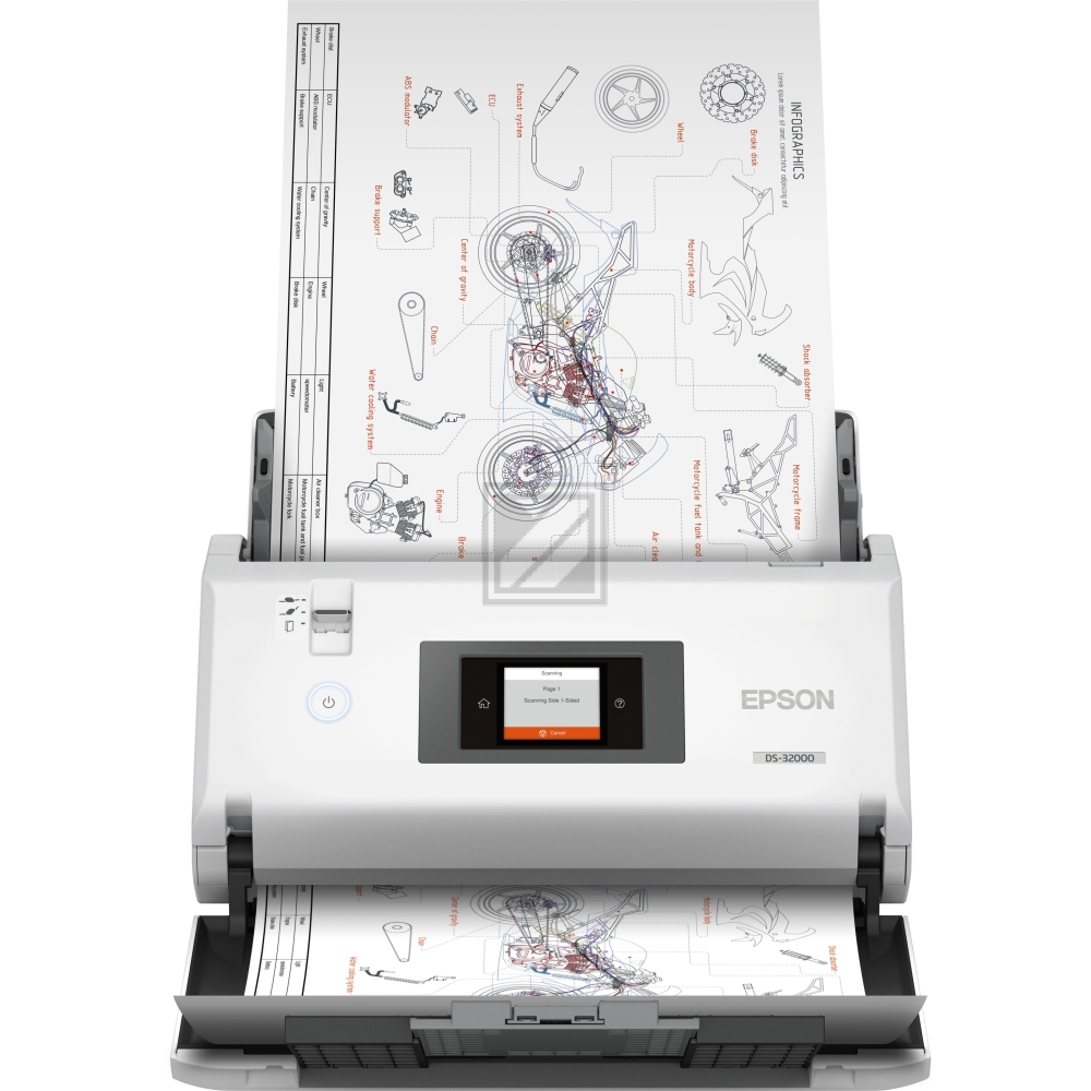 Epson WorkForce DS-32000 - Dokumentenscanner - Contact Image Sensor (CIS) - Duplex - A3 - 600 dpi x 600 dpi - bis zu 90 Seiten/Min. (einfarbig) / bis zu 90 Seiten/Min. (Farbe) - automatischer Dokumenteneinzug (120 Blätter) - bis zu 40000 Scanvorgänge