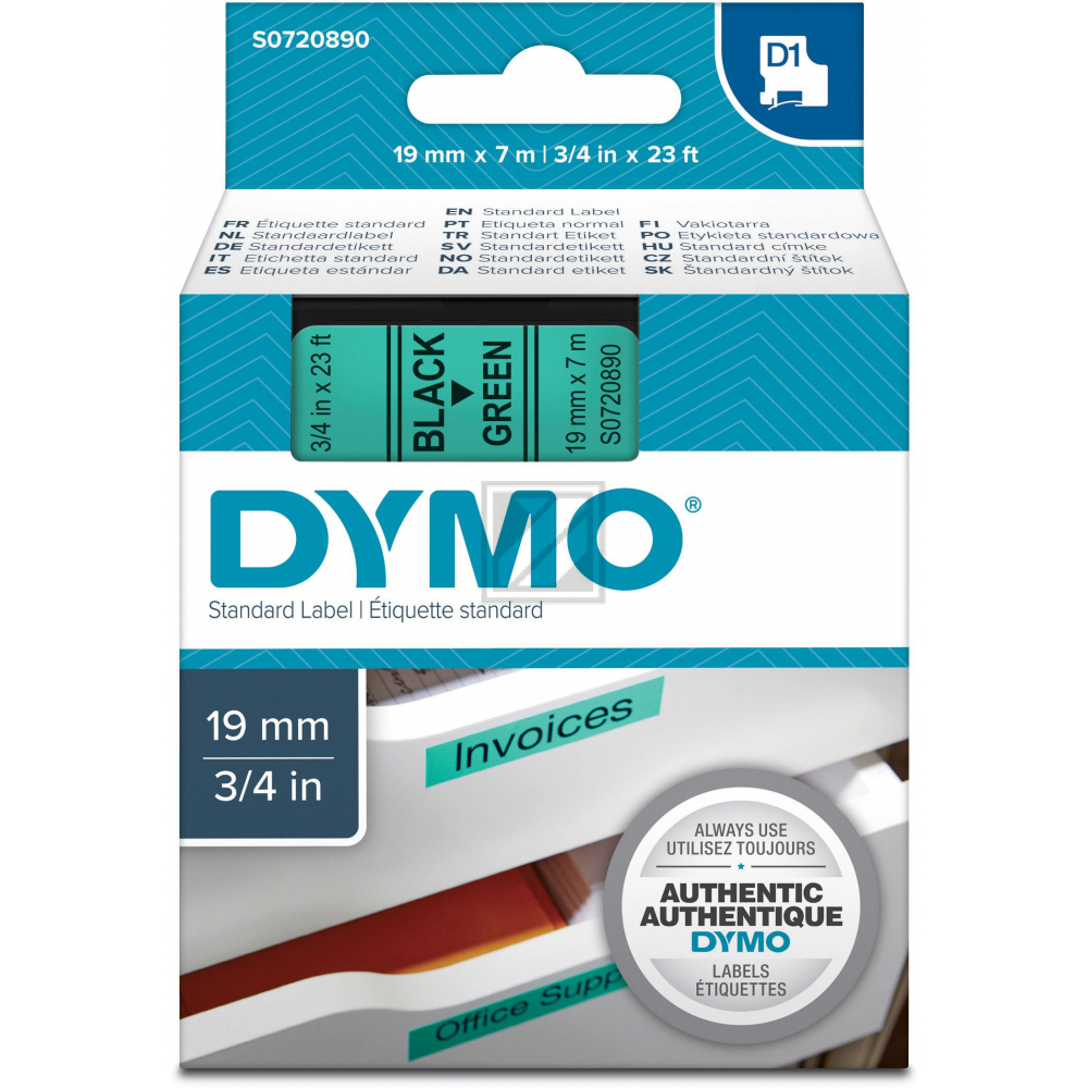 Dymo 45809 / S0720890 D1-Band 19mm schwarz auf grn