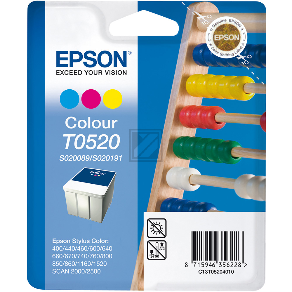 Original Epson C13T05204010 / T0520 Tinte Cyan, Magenta, Gelb