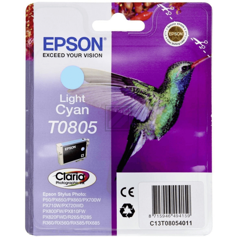 Original Epson C13T08054010 / T0805 Tinte Cyan Foto