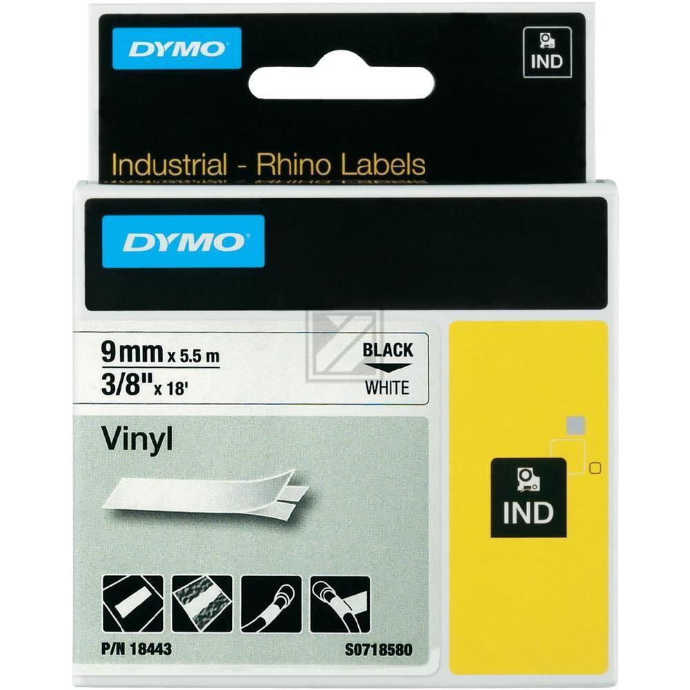 Dymo Farbiges Vinylband 9mm schwarz/wei� (18443)