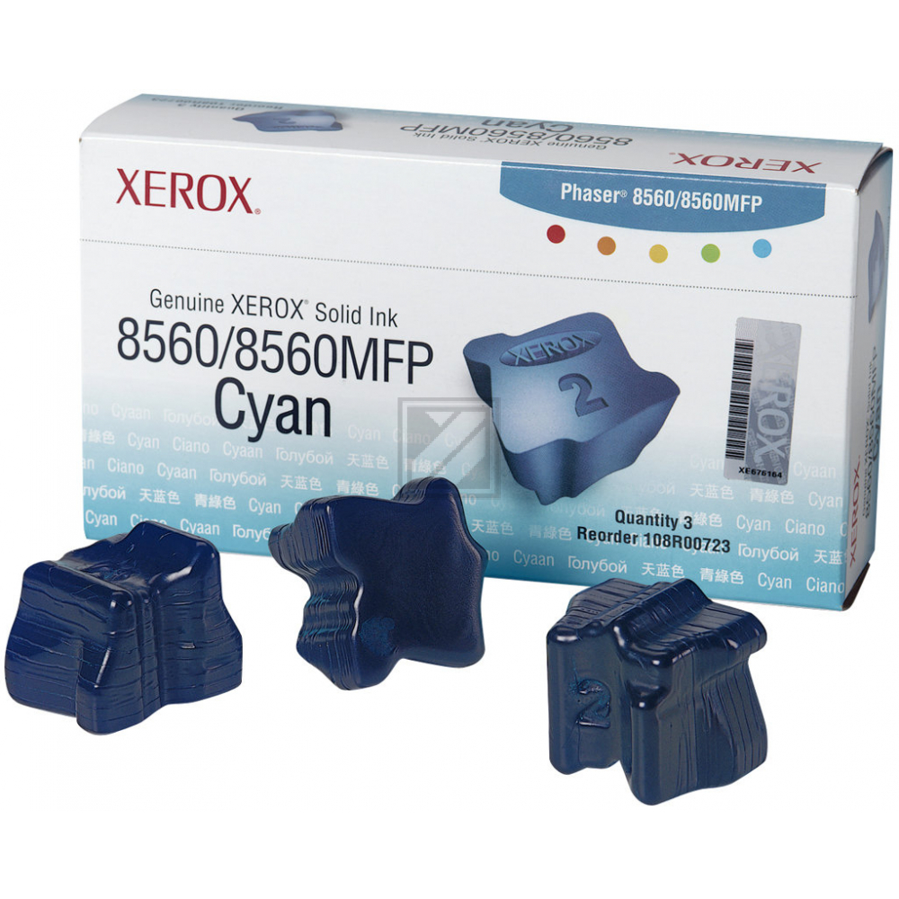 Original Xerox 108R00723 / 8560 Festtinte Cyan 3er Set