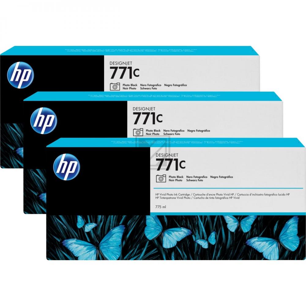 Original HP B6Y36A / 771C Tinte Cyan (Hell) 3er Set